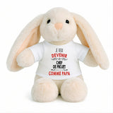Peluche Lapin Bébé Doudou Je Veux Devenir Chef de Projet comme Papa Cadeau Naissance Nouveau-Né Baby Shower