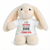 Peluche Lapin Bébé Doudou Je Veux Devenir Boxeur comme Papa Cadeau Naissance Nouveau-Né Baby Shower