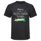 Maillot de Sport Homme pour Merci Pilote D_Avion Inoubliable - T-Shirt Respirant Polyester Manches Courtes - Cadeau Sportif Anniversaire Noël Fête des Pères