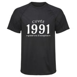 Maillot de Sport Homme 1991 Cuvee Grand Cru - T-Shirt Respirant Polyester Manches Courtes - Cadeau Sportif Anniversaire Noël Fête des Pères
