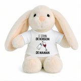 Peluche Lapin Bébé Doudou Le Copain de Boisson de Maman Vin Cadeau Naissance Garçon Nouveau-Né Baby Shower
