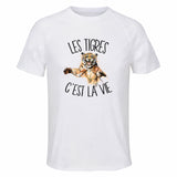Maillot de Sport Homme Tigre C'est La Vie - T-Shirt Respirant Polyester Manches Courtes - Cadeau Sportif Anniversaire Noël Fête des Pères