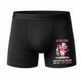 Caleçon Aurélien Maître du feu et de la Chipolata Taille L - Face - Humour Boxer Coton Motif Métier Idée Cadeau Anniversaire Noël Homme