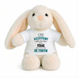 Peluche Lapin Bébé Doudou L'Assistant de Ferme de Tonton Cadeau Naissance Garçon Nouveau-Né Baby Shower