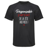 Maillot de Sport Homme pour Responsable Parfait de Le Tete aux Pieds - T-Shirt Respirant Polyester Manches Courtes - Cadeau Sportif Anniversaire Noël Fête des Pères