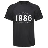 Maillot de Sport Homme 1986 Cuvee Grand Cru - T-Shirt Respirant Polyester Manches Courtes - Cadeau Sportif Anniversaire Noël Fête des Pères