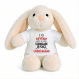 Peluche Lapin Bébé Doudou Je Veux Devenir Commissaire de Police comme Maman Cadeau Naissance Nouveau-Né Baby Shower