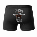 Caleçon J'peux Pas J'Ai Aviation Pilote - Humour Boxer Coton Idée Cadeau