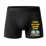 Caleçon Louka en à Une sacrée Paire - Face - Humour Boxer Coton Motif Métier Idée Cadeau Anniversaire Noël Homme