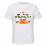 Maillot de Sport Homme Meilleur Responsable Super Pouvoir Cadeau Anniversaire Noël Fête des Pères T-Shirt Respirant Polyester