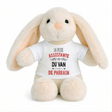 Peluche Lapin Bébé Doudou L'assistante du Van de Parrain Cadeau Naissance Fille Nouveau-Né Baby Shower