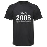 Maillot de Sport Homme 2003 Cuvee Grand Cru - T-Shirt Respirant Polyester Manches Courtes - Cadeau Sportif Anniversaire Noël Fête des Pères