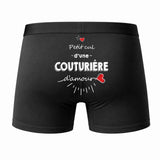 Caleçon Couturière d'amour - Dos - Humour Boxer Coton Motif Métier Idée Cadeau Anniversaire Noël Homme