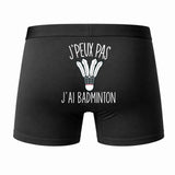 Caleçon J'peux Pas J'Ai Badminton - Humour Boxer Coton Idée Cadeau
