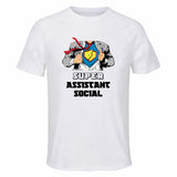 Maillot de Sport Homme Super Assistant Social - T-Shirt Respirant Polyester Manches Courtes - Cadeau Sportif Anniversaire Noël Fête des Pères
