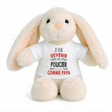 Peluche Lapin Bébé Doudou Je Veux Devenir Policier comme Papa Cadeau Naissance Nouveau-Né Baby Shower