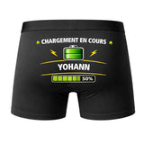 Caleçon Chargement en Cours Yohann - Dos - Humour Boxer Coton Motif Métier Idée Cadeau Anniversaire Noël Homme
