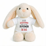 Peluche Lapin Bébé Doudou L'assistante du Potager de Tata Cadeau Naissance Fille Nouveau-Né Baby Shower
