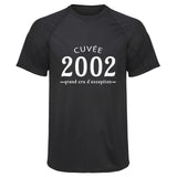 Maillot de Sport Homme Millesime 2002 Cru Exception White Cuvee Grand Cru - T-Shirt Respirant Polyester Manches Courtes - Cadeau Sportif Anniversaire Noël Fête des Pères