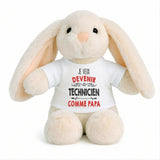 Peluche Lapin Bébé Doudou Je Veux Devenir Technicien comme Papa Cadeau Naissance Nouveau-Né Baby Shower
