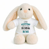 Peluche Lapin Bébé Doudou L'Assistant du Cheval de Tata Cadeau Naissance Garçon Nouveau-Né Baby Shower