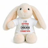 Peluche Lapin Bébé Doudou Je Veux Devenir Chercheur comme Papa Cadeau Naissance Nouveau-Né Baby Shower