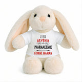 Peluche Lapin Bébé Doudou Je Veux Devenir Pharmacienne comme Maman Cadeau Naissance Nouveau-Né Baby Shower