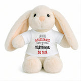 Peluche Lapin Bébé Doudou L'assistante de Teletravail de Tata Cadeau Naissance Fille Nouveau-Né Baby Shower