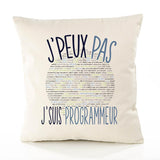 Housse de Coussin Premium Programmeur Programming Programmer Version Blanc - Coton Canvas Fairtrade Beige Idée Cadeau Décoration Canapé