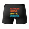 Caleçon Maximilien Mythe Légende Vintage - Dos - Humour Boxer Coton Motif Métier Idée Cadeau Anniversaire Noël Homme