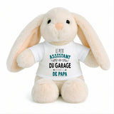 Peluche Lapin Bébé Doudou L'Assistant du Garage de Papa Cadeau Naissance Garçon Nouveau-Né Baby Shower