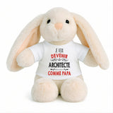 Peluche Lapin Bébé Doudou Je Veux Devenir Architecte comme Papa Cadeau Naissance Nouveau-Né Baby Shower
