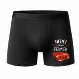 Caleçon Merci Fermier Génial - Face - Humour Boxer Coton Motif Métier Idée Cadeau Anniversaire Noël Homme