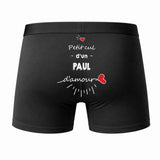 Caleçon Paul d'amour - Dos - Humour Boxer Coton Motif Métier Idée Cadeau Anniversaire Noël Homme