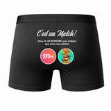Caleçon Burgers C'est Un Match - Dos - Humour Boxer Coton Motif Métier Idée Cadeau Anniversaire Noël Homme