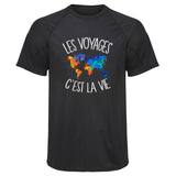 Maillot de Sport Homme Voyages Cest la Vie - T-Shirt Respirant Polyester Manches Courtes - Cadeau Sportif Anniversaire Noël Fête des Pères