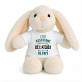 Peluche Lapin Bébé Doudou L'Assistant de Atelier de Papi Cadeau Naissance Garçon Nouveau-Né Baby Shower