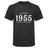 Maillot de Sport Homme 1955 Cuvee Grand Cru - T-Shirt Respirant Polyester Manches Courtes - Cadeau Sportif Anniversaire Noël Fête des Pères
