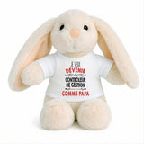 Peluche Lapin Bébé Doudou Je Veux Devenir Contoleur de Gestion comme Papa Cadeau Naissance Nouveau-Né Baby Shower