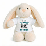 Peluche Lapin Bébé Doudou Le Partenaire de Jeu de Tonton Cadeau Naissance Garçon Nouveau-Né Baby Shower