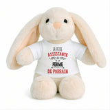 Peluche Lapin Bébé Doudou L'assistante de Ferme de Parrain Cadeau Naissance Fille Nouveau-Né Baby Shower