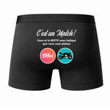 Caleçon Moto C'est Un Match - Dos - Humour Boxer Coton Motif Métier Idée Cadeau Anniversaire Noël Homme