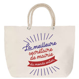 Sac Fête des Mères Mamie Famille Idée Cadeau anniversaire Noël Travail Boulot Métier Départ Retraite Collègue Femme cabas shopping plage