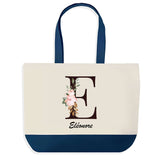 Sac de shopping bleu Eléonore Lettre Fleur