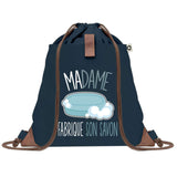 sac a dos bleu coton recycle avec pochette idee cadeau originale pour collegue ami prof ou membre de la famille cadeau mixte noel anniversaire secret santa ou depart au travail sac leger pratique et ecologique design breton moderne