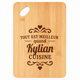 Planche bambou gravée personnalisée homme idée cadeau Fête des Pères apéro 30×20 prénom cuisine plateau fromage anniversaire noel papa papi 