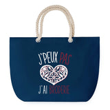 Sac de plage Bleu anse corde J'peux Pas Broderie