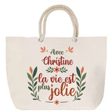 Sac Fête des Mères Mamie Famille Idée Cadeau anniversaire Noël Travail Boulot Métier Départ Retraite Collègue Femme cabas shopping plage