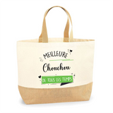Sac Jute Fête des Mères Fêtes des Pères Mamie Papi Famille Idée Cadeau anniversaire Noël Travail Boulot Métier Départ Retraite Collègue Femme Homme