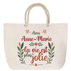 Sac Fête des Mères Mamie Famille Idée Cadeau anniversaire Noël Travail Boulot Métier Départ Retraite Collègue Femme cabas shopping plage